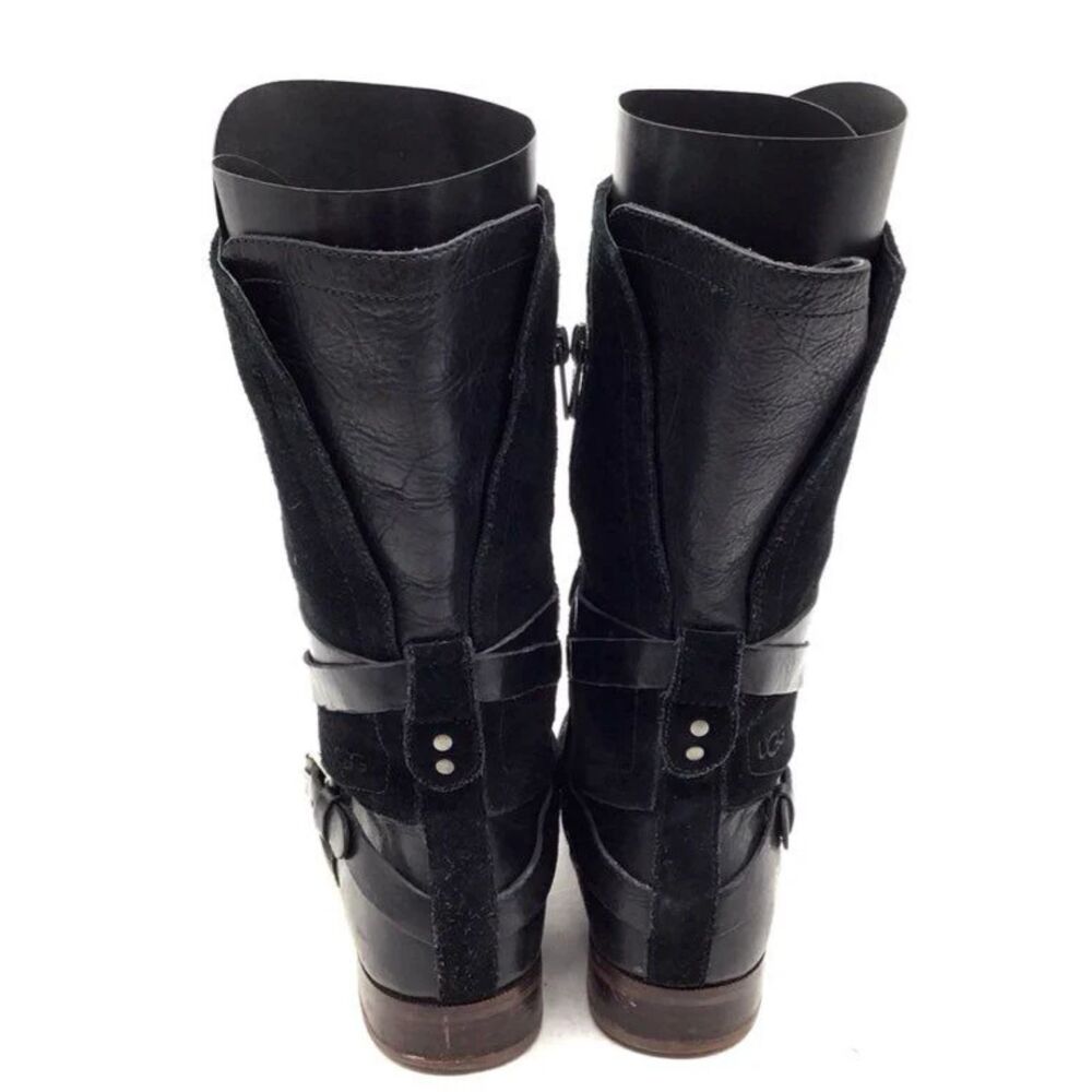 Ugg Women's Deanna Black Suede Leather Riding Boots - Size 7.5 - Picture 4 of 6
